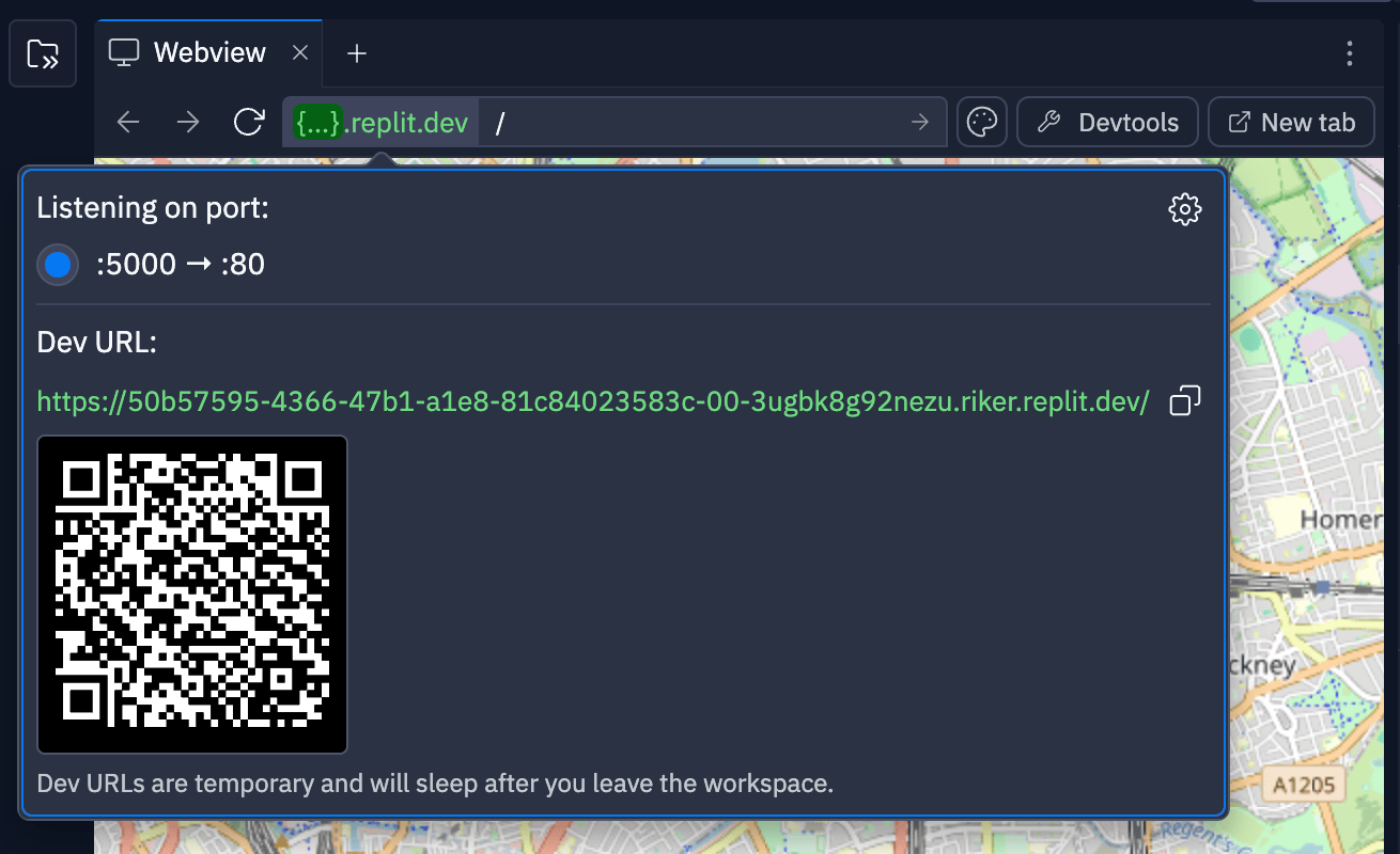 QR code scanning interface for mobile testing